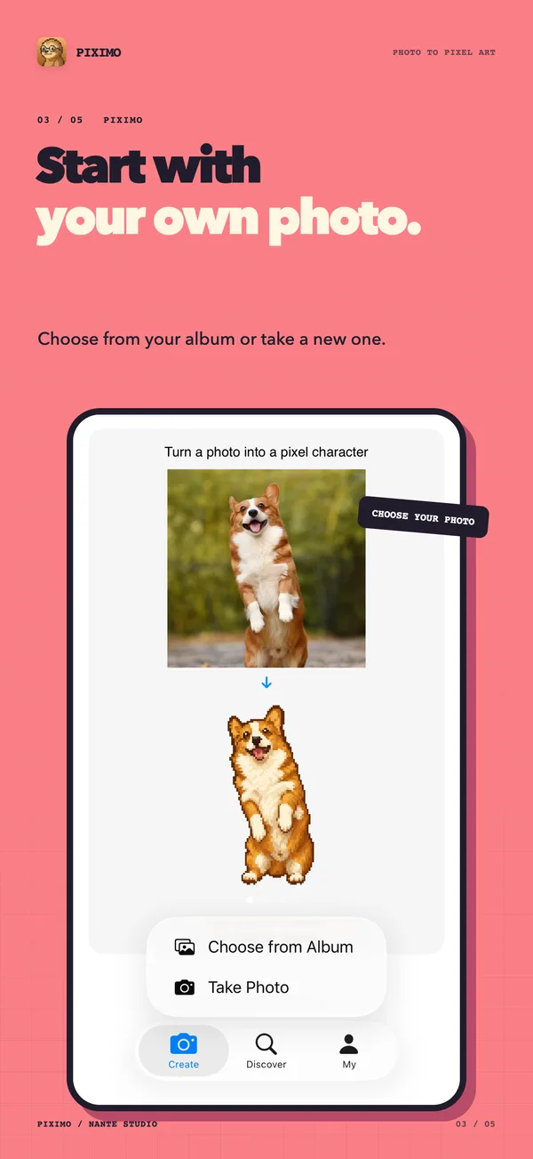 Choosing a photo from the album or the camera